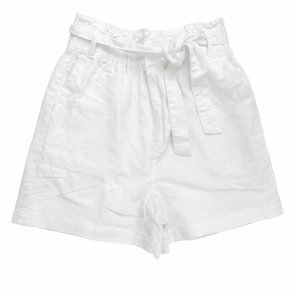 Draper James White High Rise Paperbag Shorts Tie Waist Pockets Size M